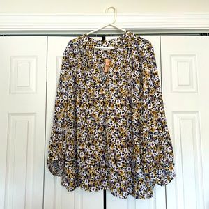 Loft Floral Blouse Size 20 Mustard and Mauve